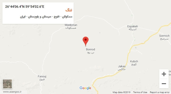 روستای تنگ بر روی نقشه