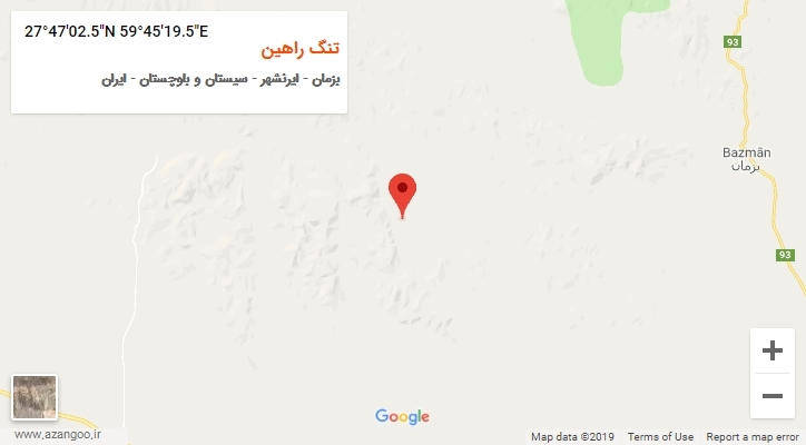 روستای تنگ راهین بر روی نقشه