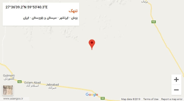 روستای تنهک بر روی نقشه