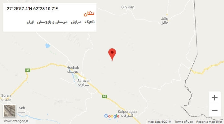 روستای تنکان بر روی نقشه