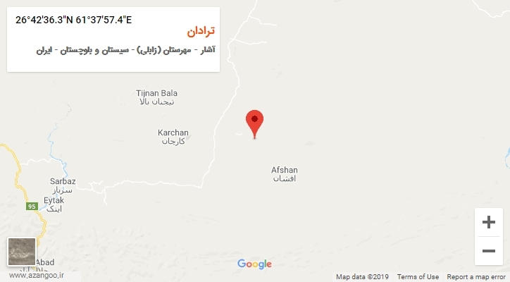 روستای ترادان بر روی نقشه