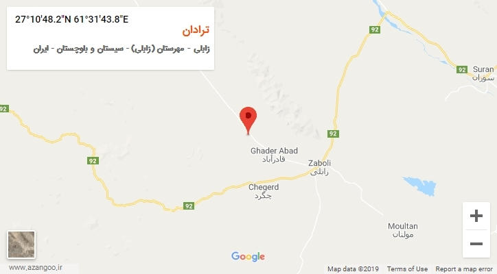 روستای ترادان بر روی نقشه