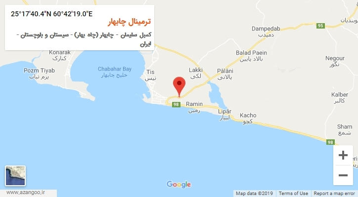 روستای ترمینال چابهار بر روی نقشه