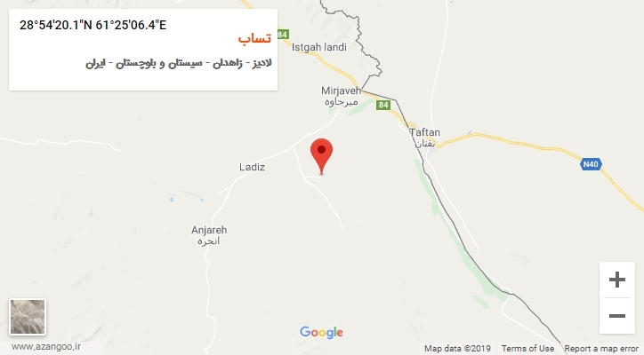 روستای تساب بر روی نقشه