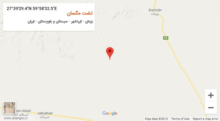 روستای تشت مگسان بر روی نقشه