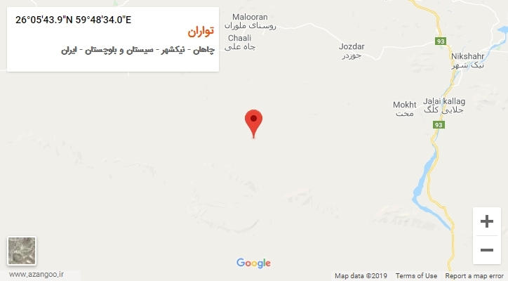 روستای تواران بر روی نقشه