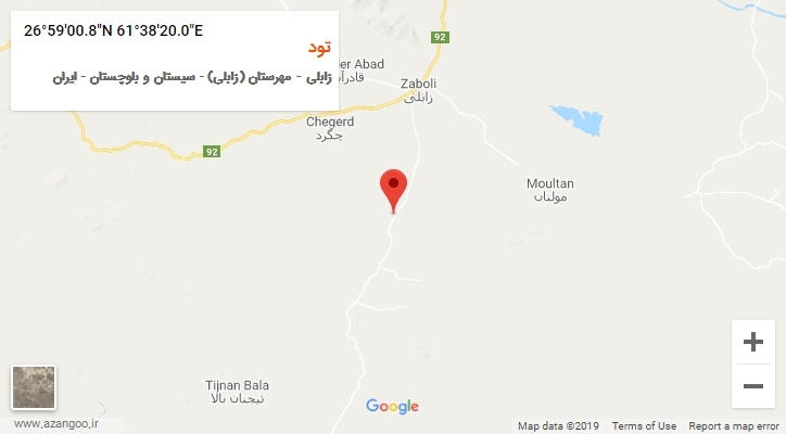 روستای تود بر روی نقشه