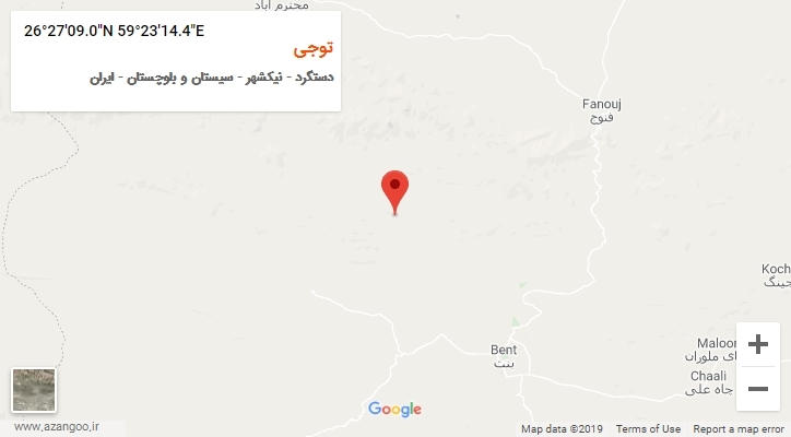 روستای توجی بر روی نقشه