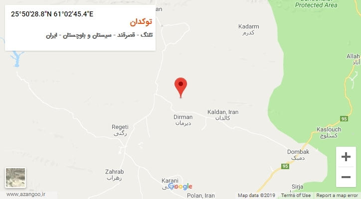 روستای توکدان بر روی نقشه