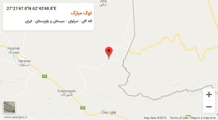 روستای توک مبارک بر روی نقشه
