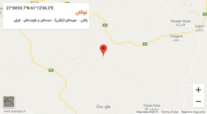 روستای تولکان بر روی نقشه