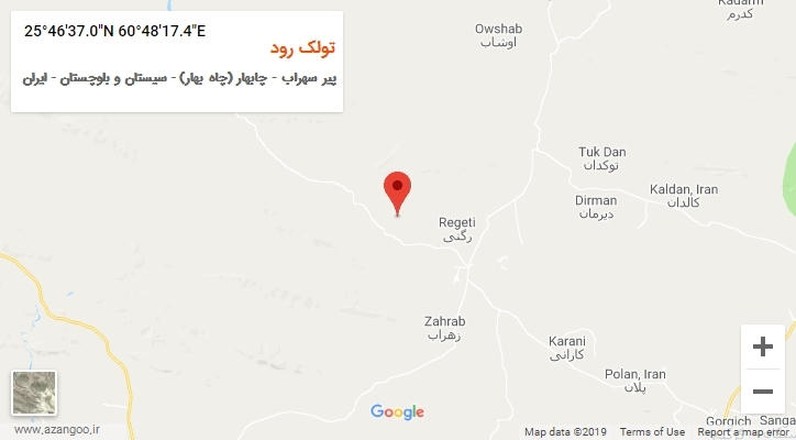 روستای تولک رود بر روی نقشه