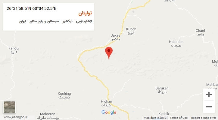 روستای تولپتان بر روی نقشه