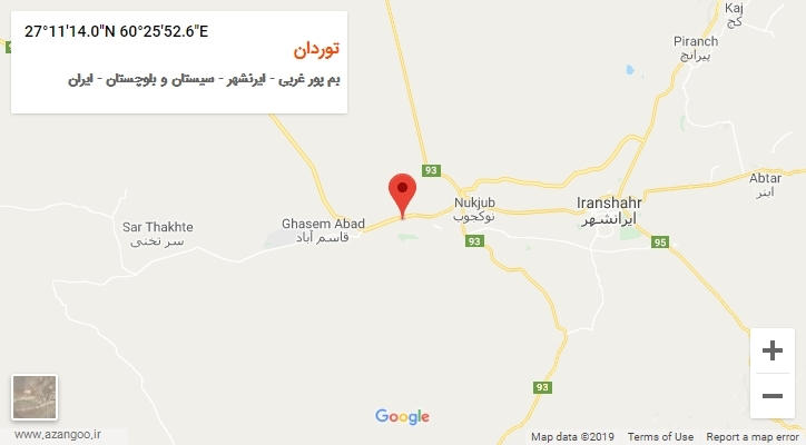 روستای توردان بر روی نقشه