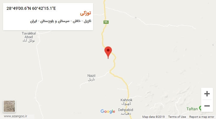 روستای توزکی بر روی نقشه