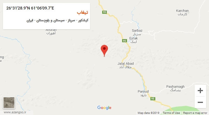 روستای تیغاب بر روی نقشه