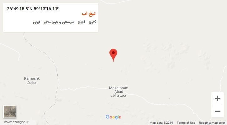 روستای تیغ اب بر روی نقشه