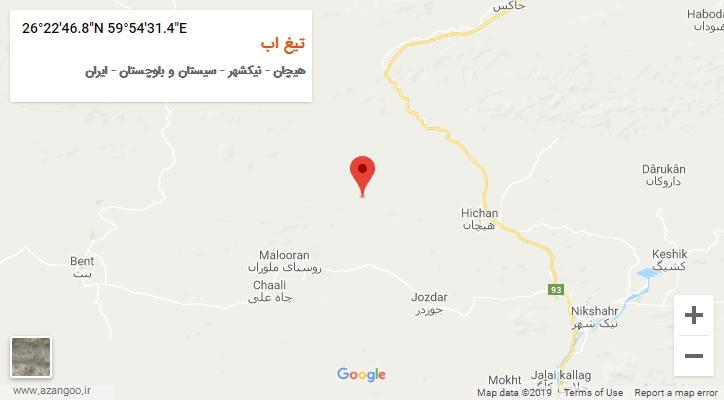 روستای تیغ اب بر روی نقشه