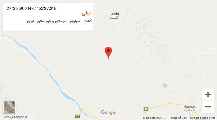 روستای تیغی بر روی نقشه