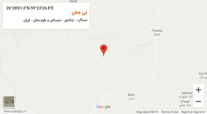 روستای تی جنان بر روی نقشه