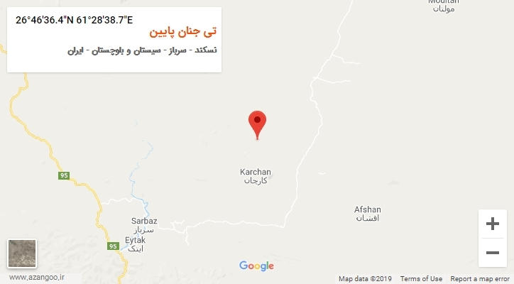 روستای تی جنان پایین بر روی نقشه