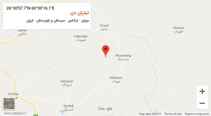 روستای تیتران دن بر روی نقشه
