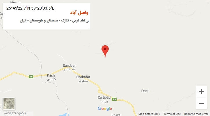 روستای واصل آباد بر روی نقشه