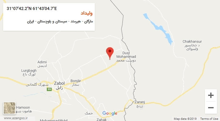 روستای ولیداد بر روی نقشه