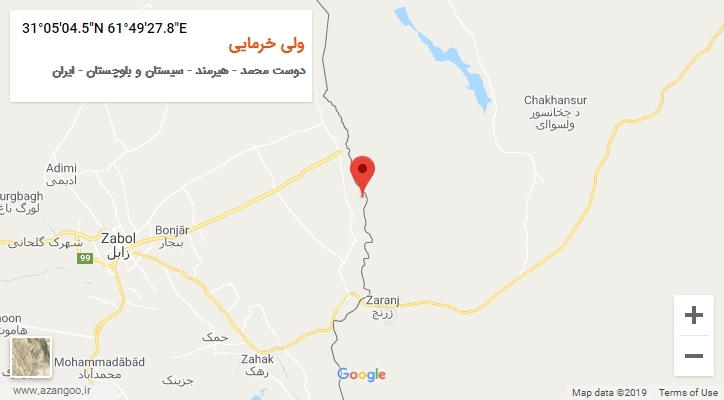 روستای ولی خرمایی بر روی نقشه
