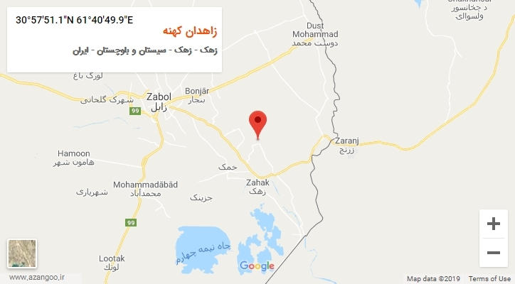 روستای زاهدان کهنه بر روی نقشه