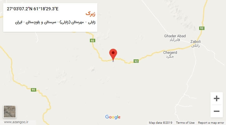 روستای زبرک بر روی نقشه