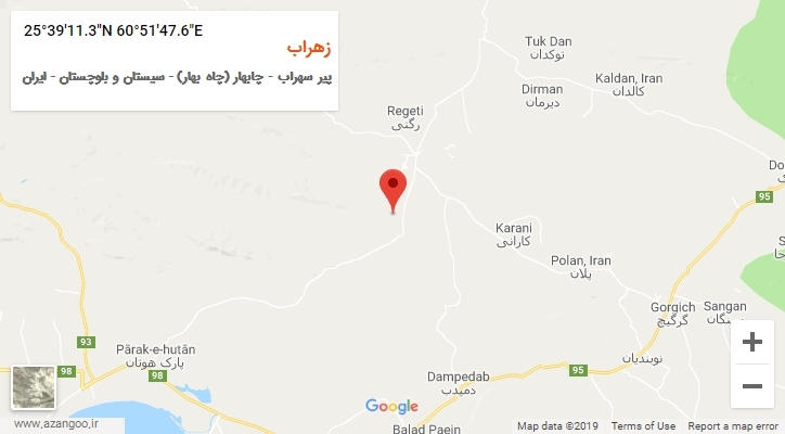روستای زهراب بر روی نقشه