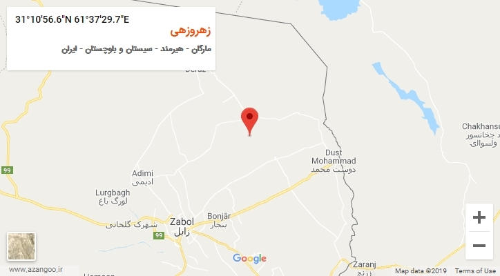 روستای زهروزهی بر روی نقشه