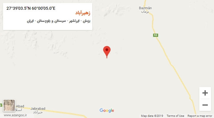 روستای زهیرآباد بر روی نقشه