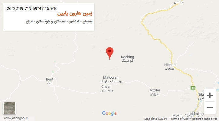 روستای زمین هارون پایین بر روی نقشه