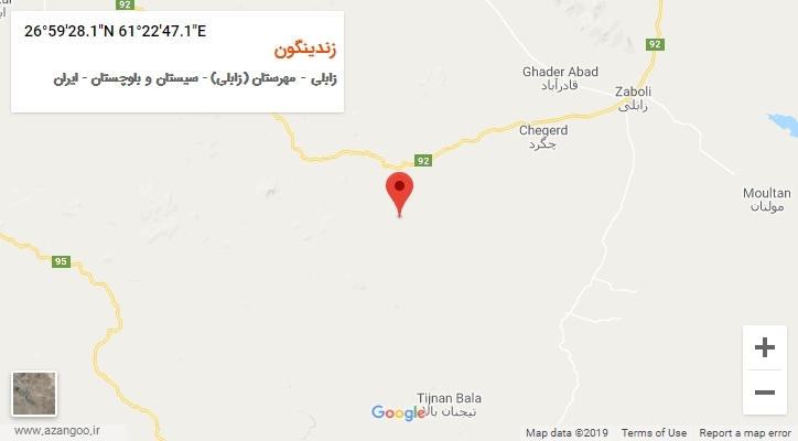 روستای زندینگون بر روی نقشه