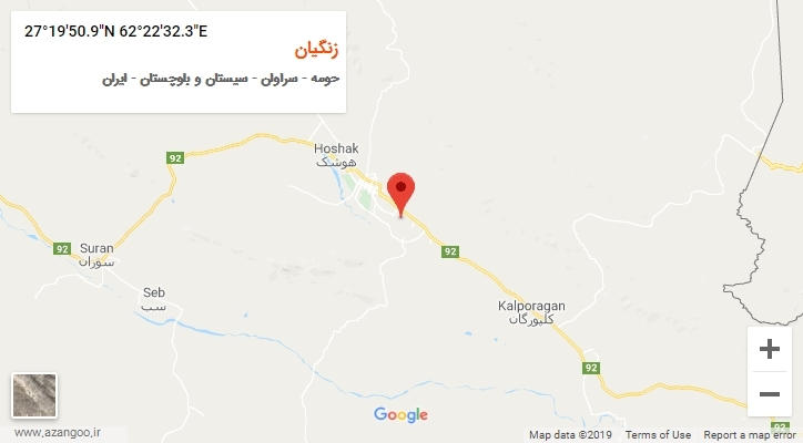 روستای زنگیان بر روی نقشه