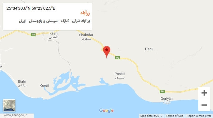 روستای زرآباد بر روی نقشه