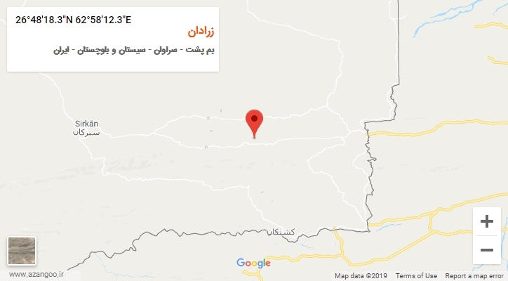 روستای زرادان بر روی نقشه