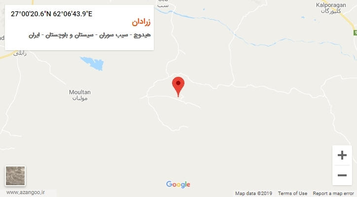 روستای زرادان بر روی نقشه
