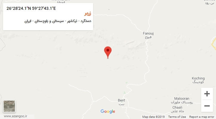 روستای زربر بر روی نقشه