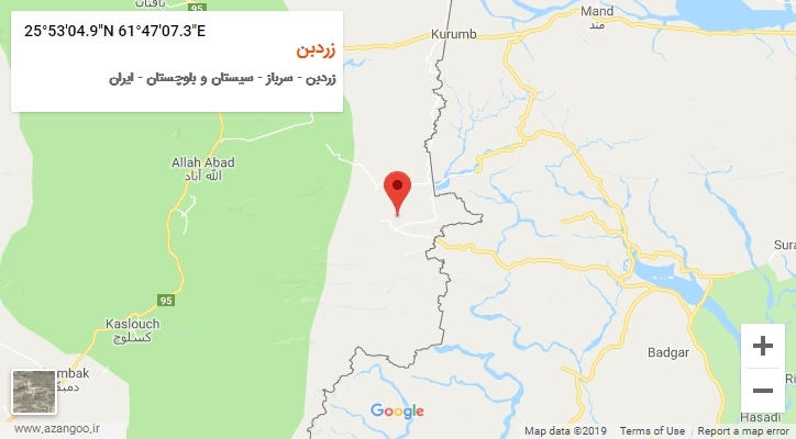 روستای زردبن بر روی نقشه