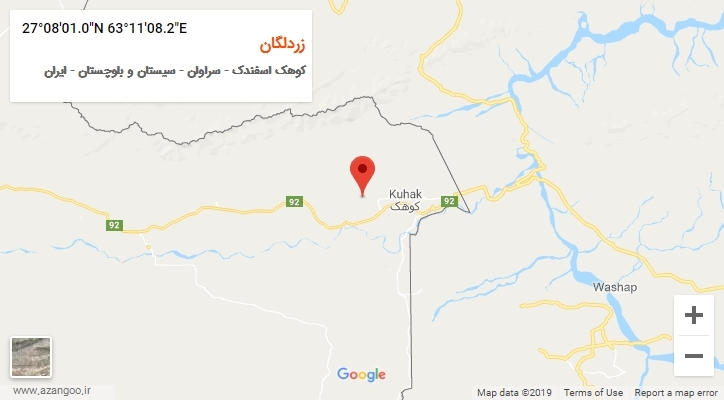 روستای زردلگان بر روی نقشه