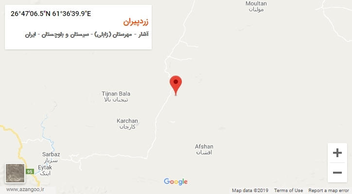 روستای زردپیران بر روی نقشه