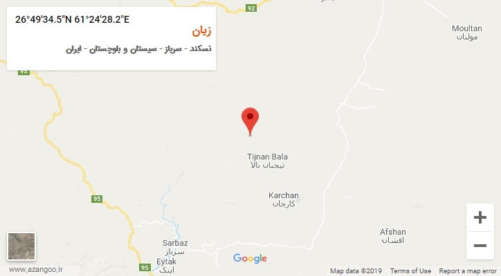 روستای زیان بر روی نقشه