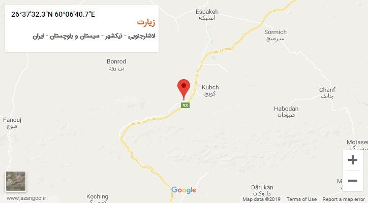 روستای زیارت بر روی نقشه