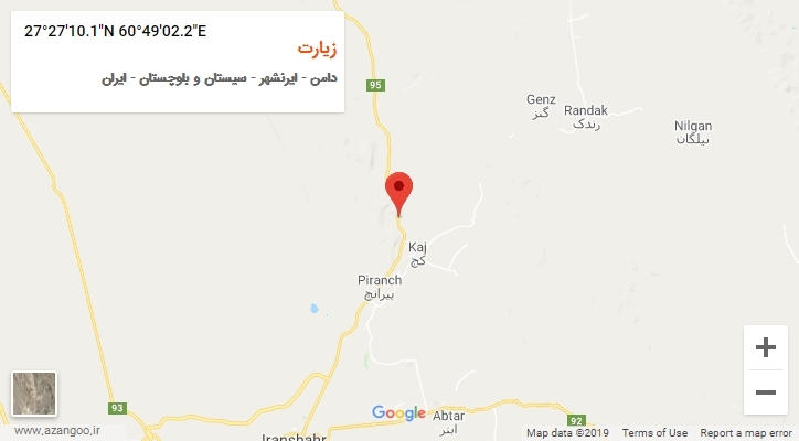 روستای زیارت بر روی نقشه