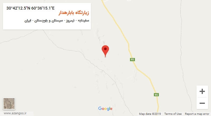 روستای زیارتگاه بابارهدار بر روی نقشه