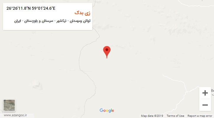 روستای زی بدک بر روی نقشه