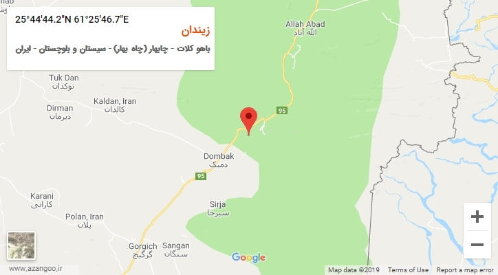 روستای زیندان بر روی نقشه